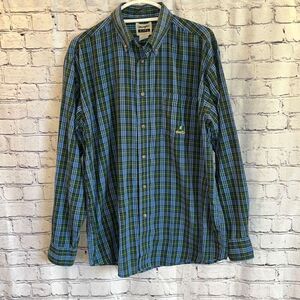 Wrangler RIATA Blue Green Plaid Long Sleeve Button‎ Down Shirt XL